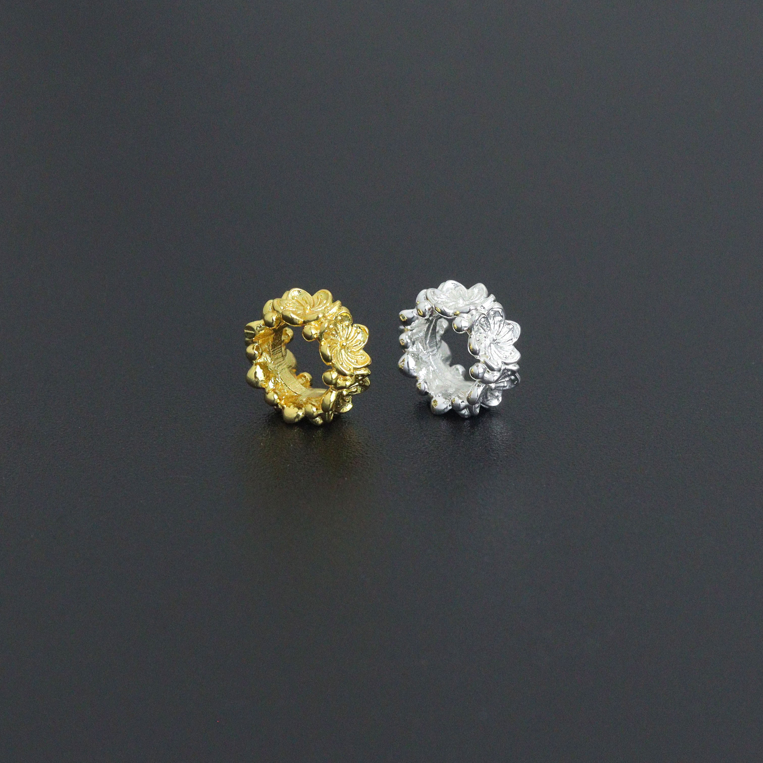 Gold Silver Flower big hole spacer beads, Sku#Y1070