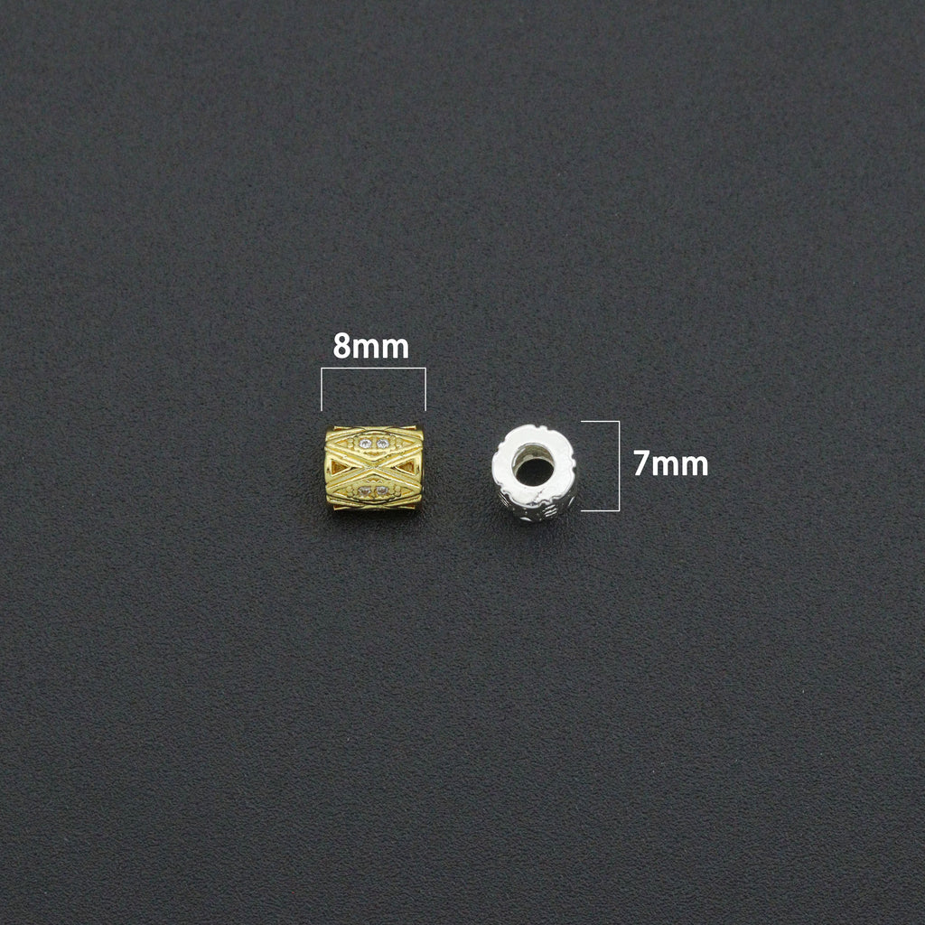 Gold Silver Geometric Barrel Spacer Bead, Sku#Y1071