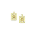 Gold Rectangular Floral Frame Pendant with heart, flower rectangle charm, Sku#Y1072
