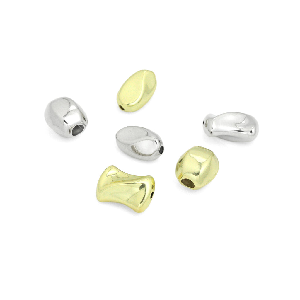 Gold Silver Oval Barrel Hourglass Shape Space Beads Charm Pendant, Sku#Y1073