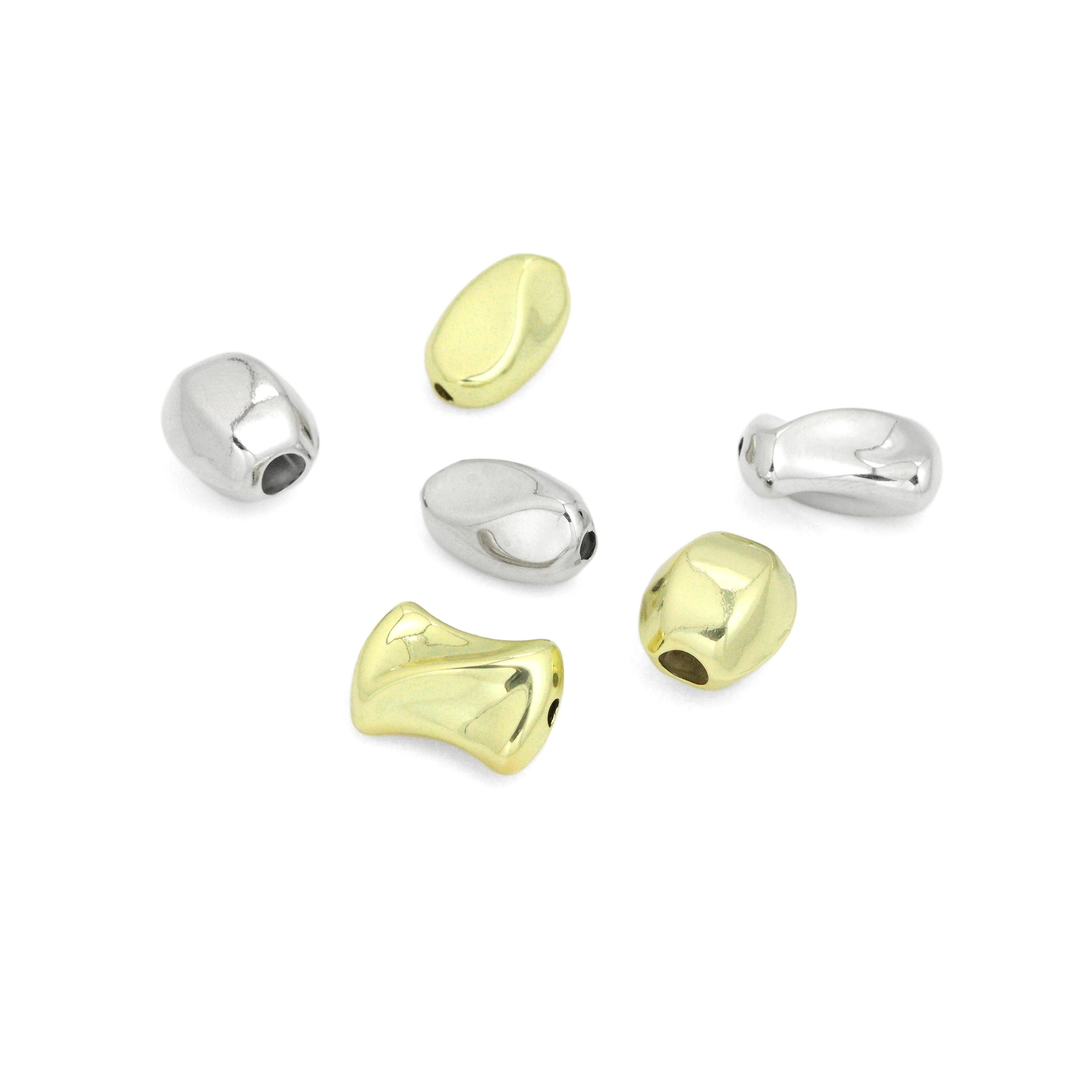 Gold Silver Oval Barrel Hourglass Shape Space Beads Charm Pendant, Sku#Y1073