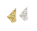 CZ Micro Pave Embossed Lady On Triangle Pendant,Cubic Zirconia Matt Silver/Gold Charm, Necklace Bracelet Charm Pendant, 19x13mm, Sku#Y453