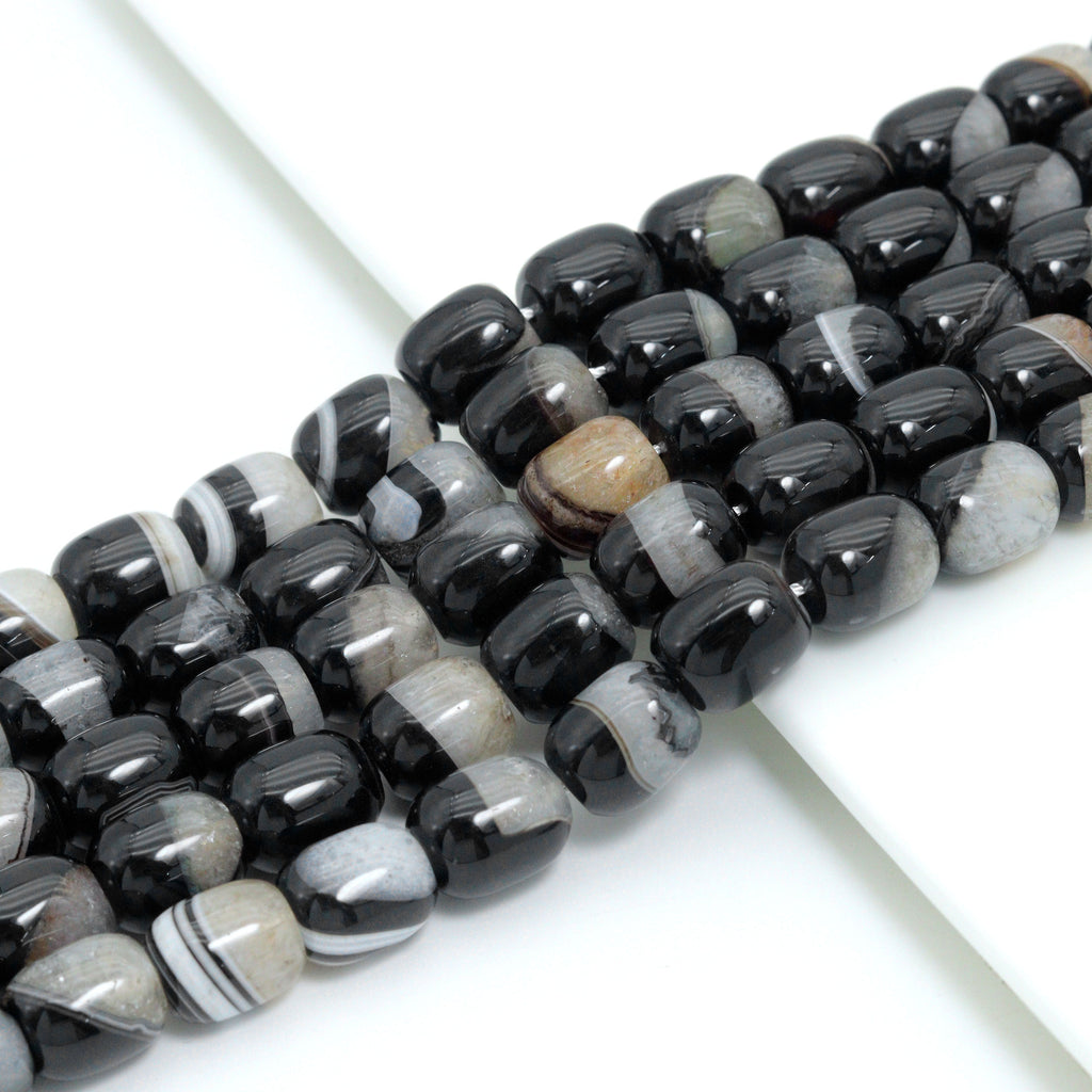 11x13mm Barrel White Black Druzy Agate, Sku#YK25