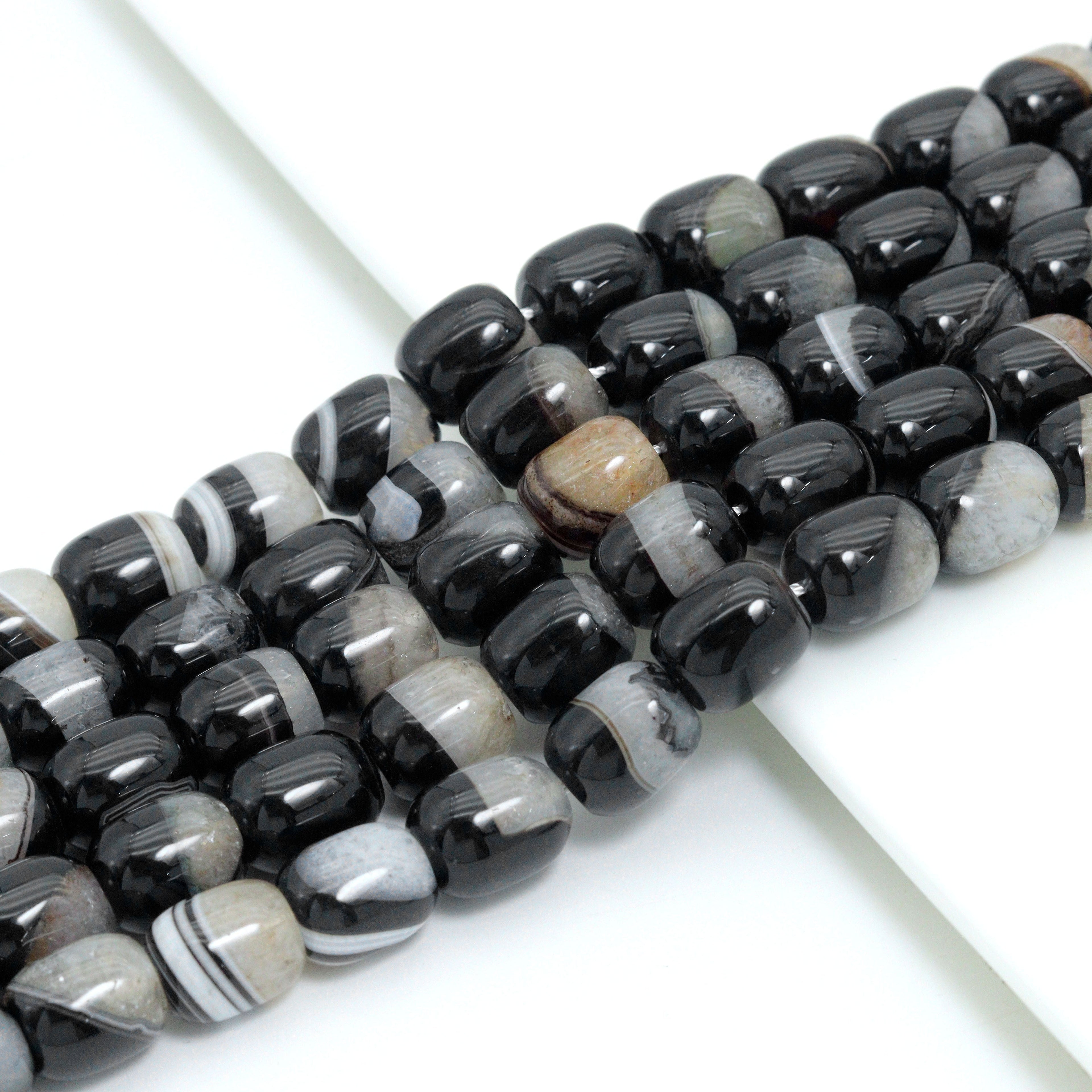 11x13mm Barrel White Black Druzy Agate, Sku#YK25