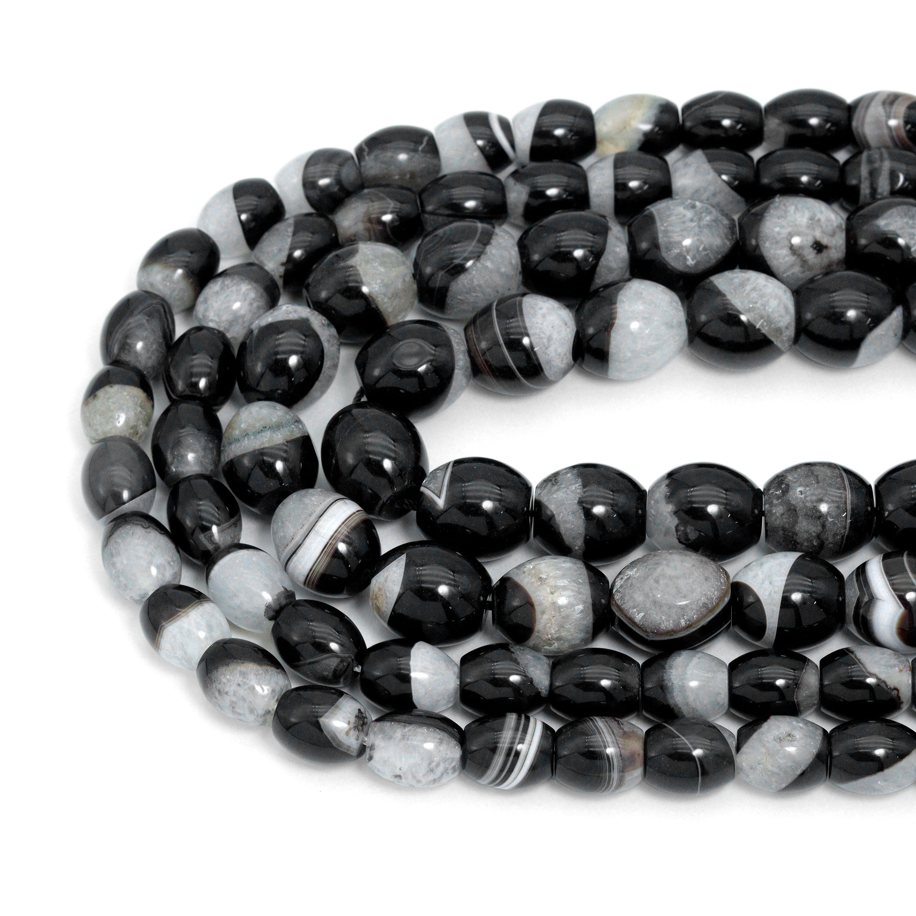 White Black Druzy Agate Barrel Beads, Sku#YK26