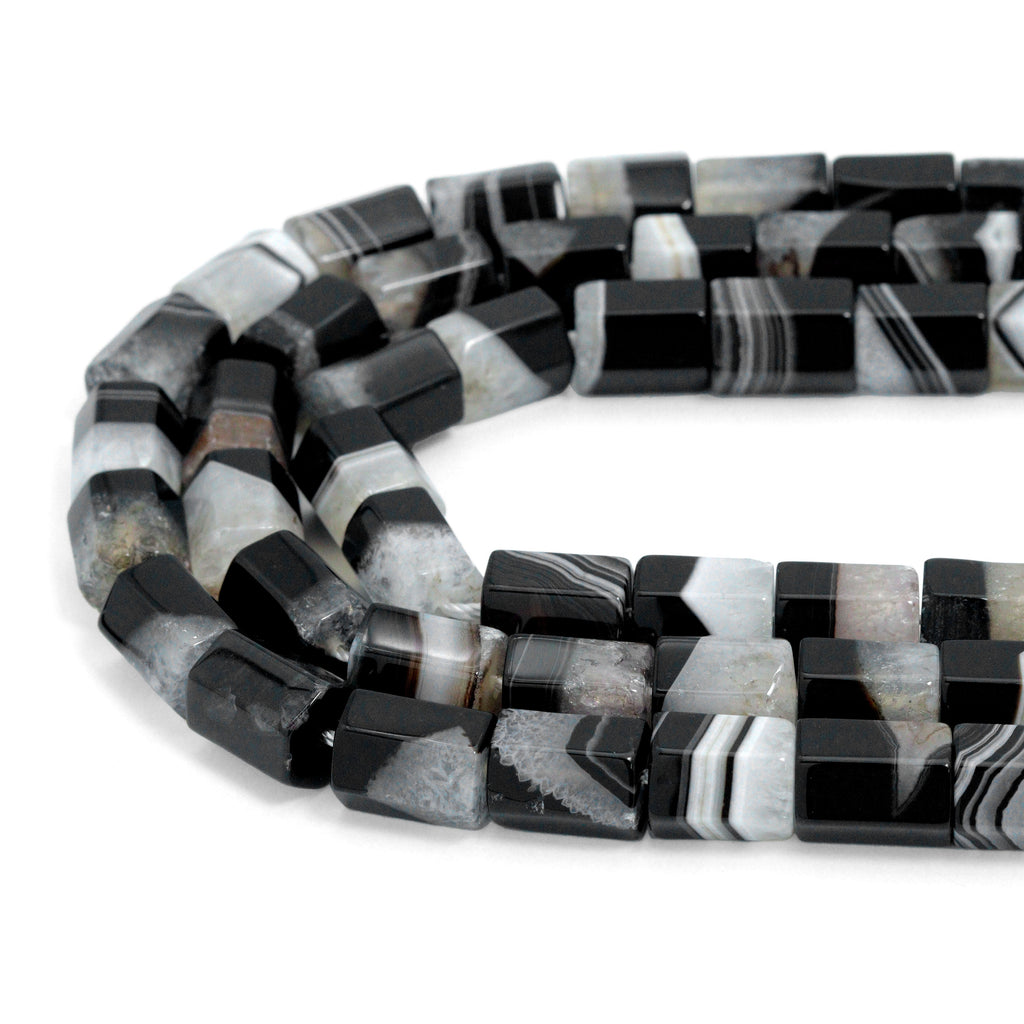 11x13mm White Black Barrel Shape Agate Beads, Sku#YK28