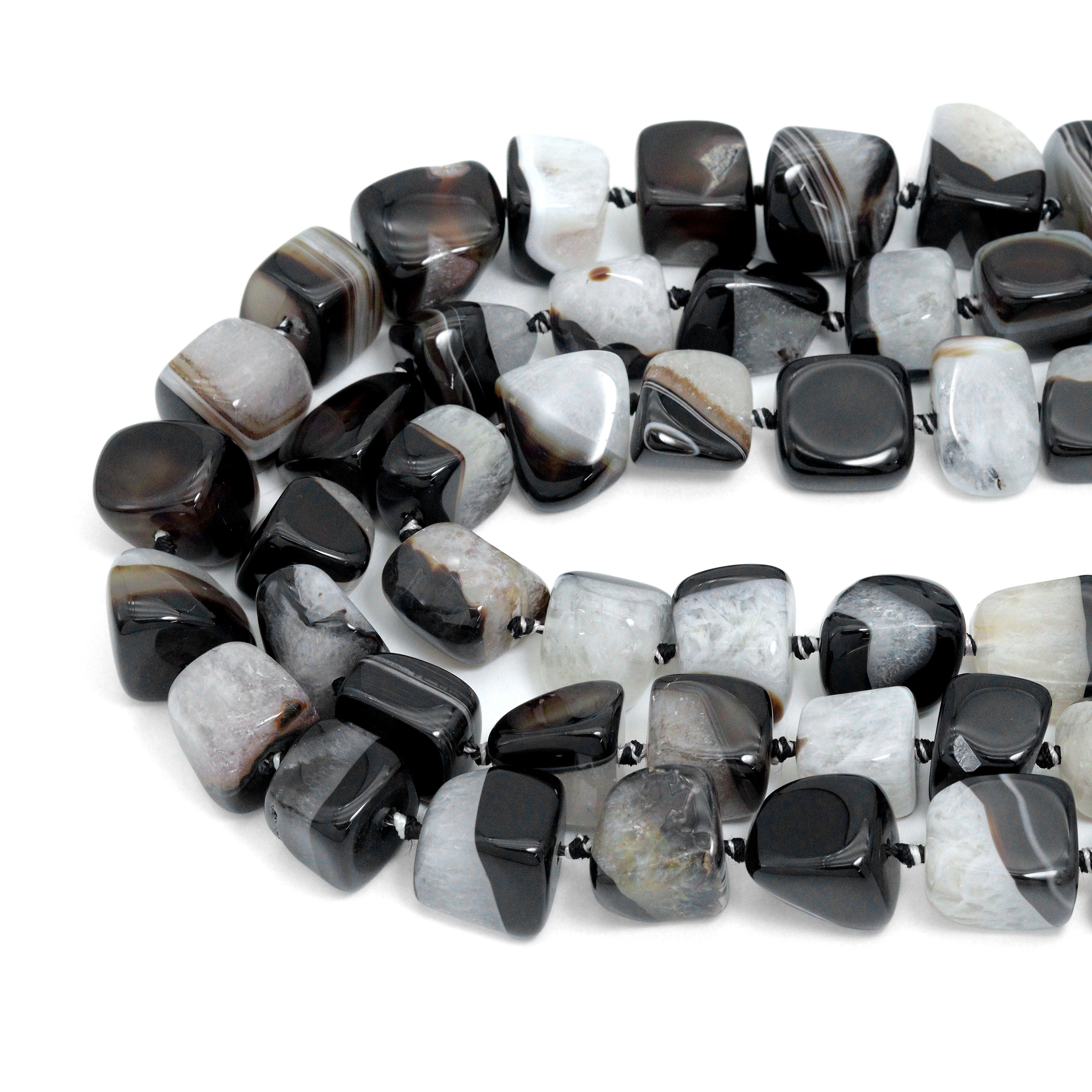 17-20mm Irregular Chunk White Black Druzy Agate, Sku#YK30