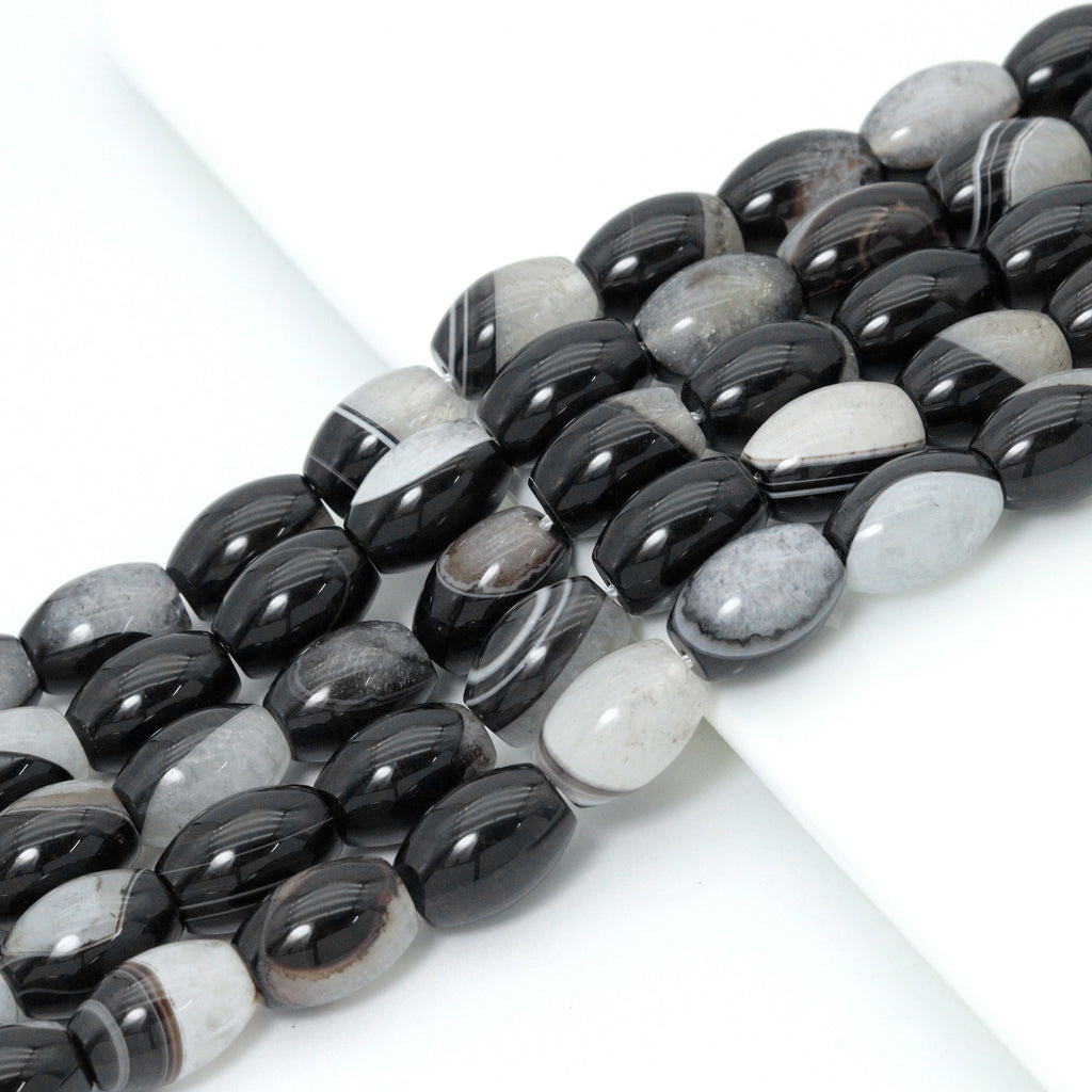 13x18mm Barrel White Black Druzy Agate, Sku#YK31