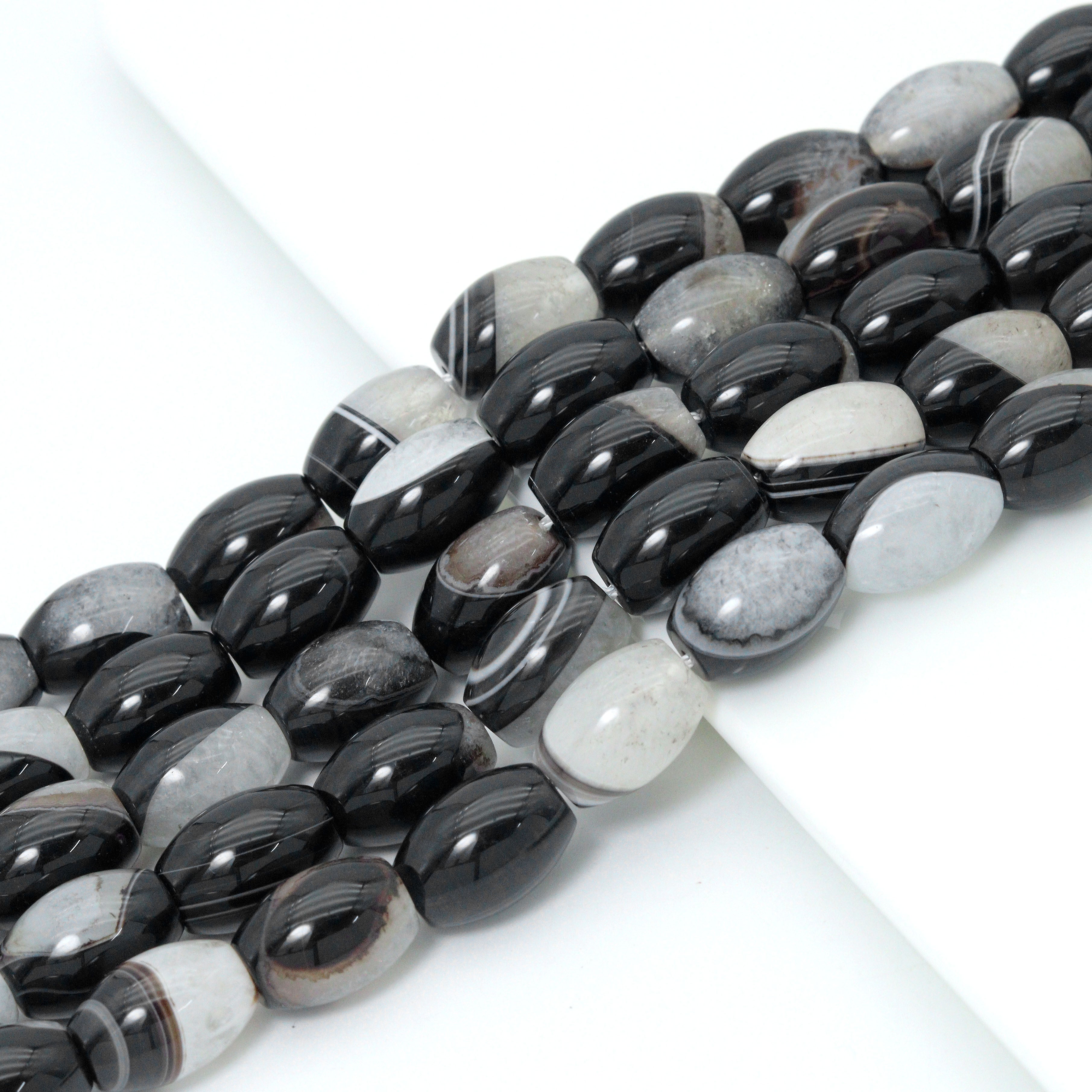 13x18mm Barrel White Black Druzy Agate, Sku#YK31