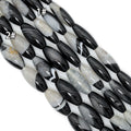 White Black Druzy Agate Rice Shape Beads,Sku#YK32