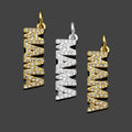 Gold Filled CZ Micro Pave MAMA Word Shape Pendant, 18K Gold Filled Mama Charm, Necklace Bracelet Pendant, Mother's Day Gift,6x19mm,Sku#Z1364