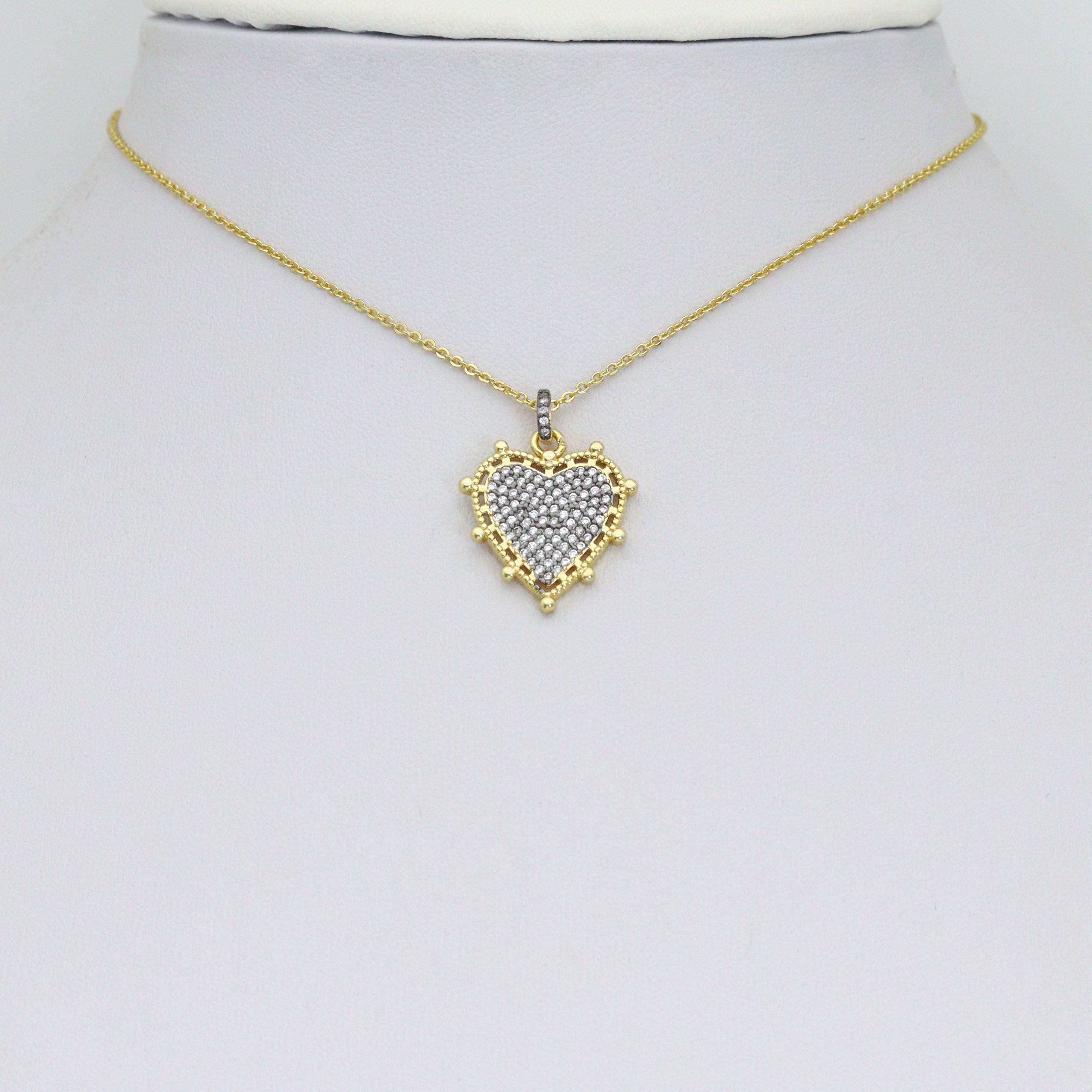 CZ Dual color heart, CZ Spike Heart Charm,Sku#Z1439