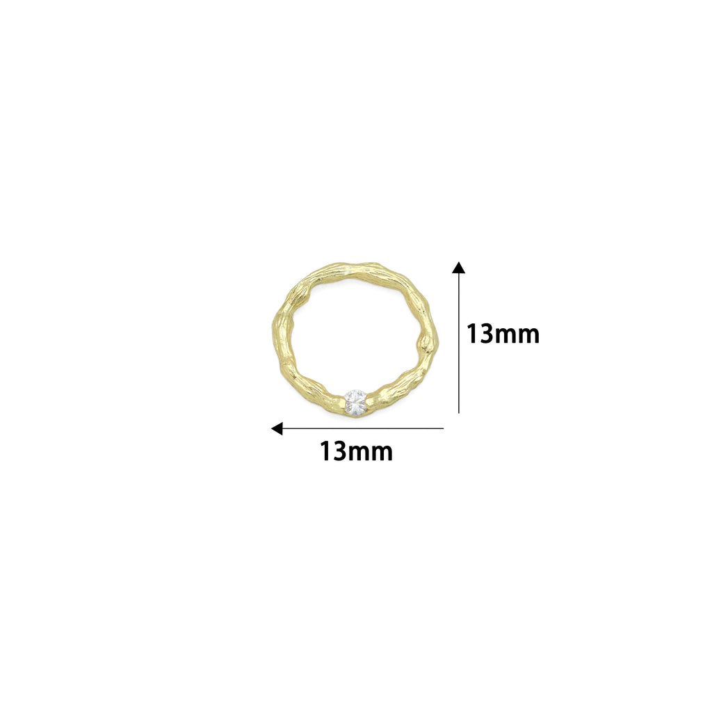 Hammered Closed Round Ring with CZ on, Close Ring for necklace bracelet Making, Sku#ZX234