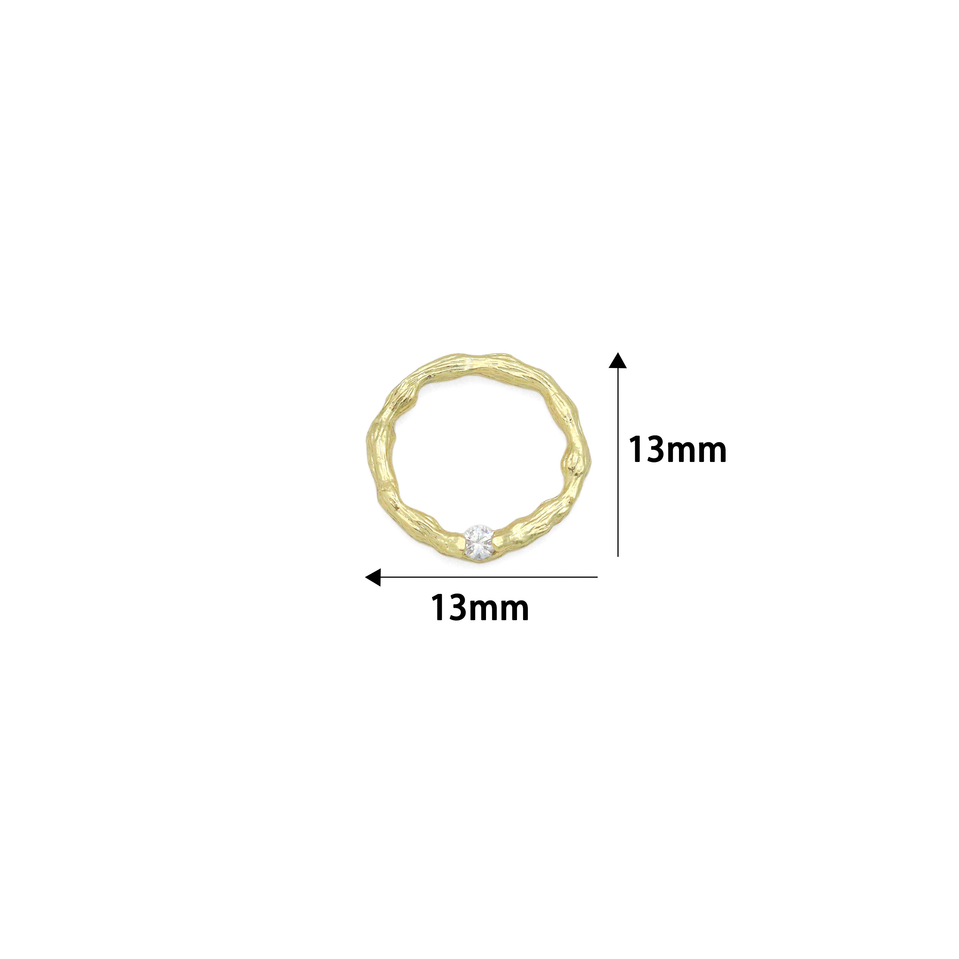 Hammered Closed Round Ring with CZ on, Close Ring for necklace bracelet Making, Sku#ZX234