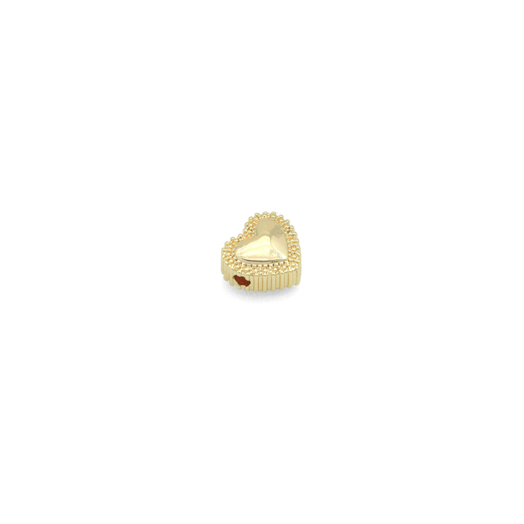 Gold CZ Heart Spacer Beads, Sku#ZX99