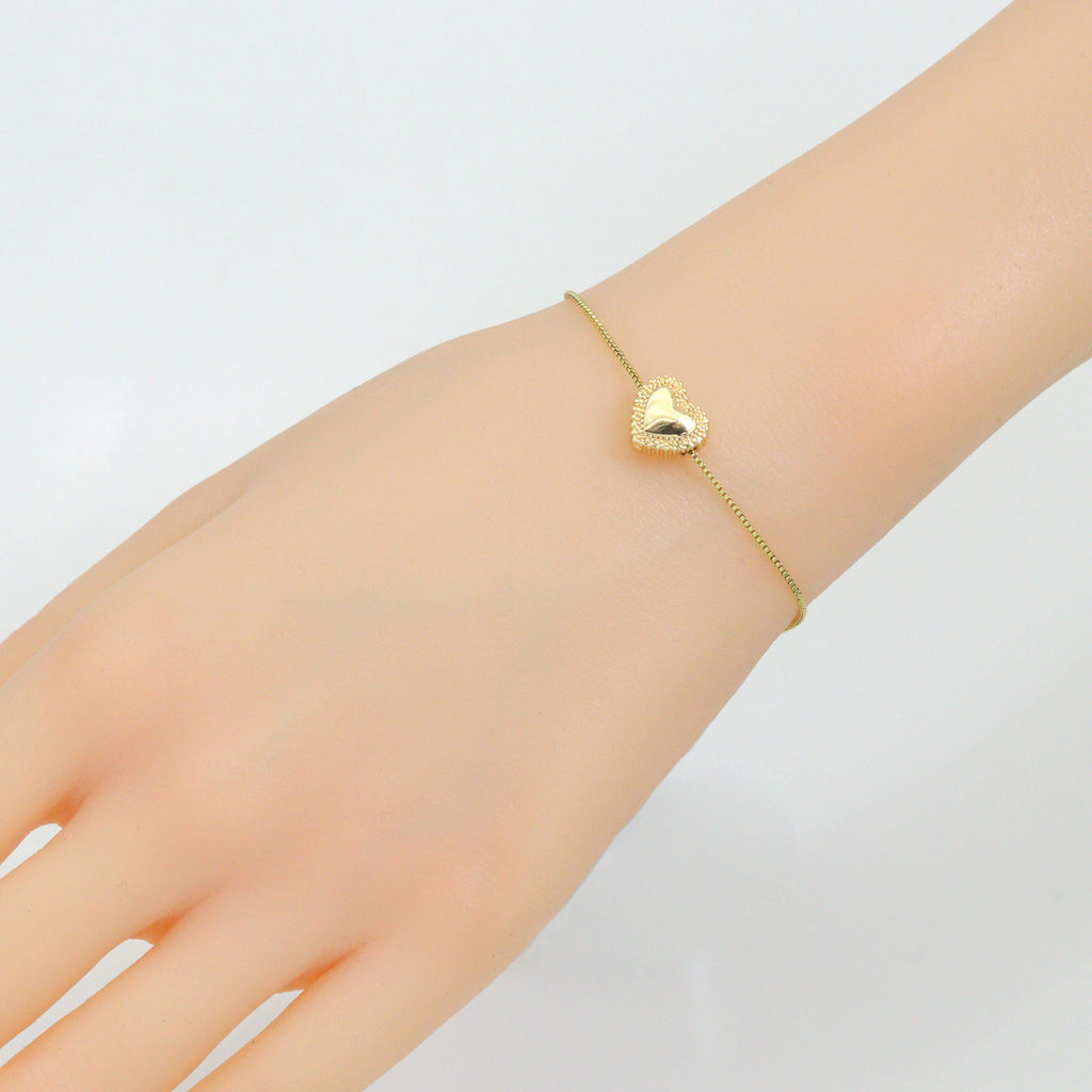Gold CZ Heart Spacer Beads, Sku#ZX99