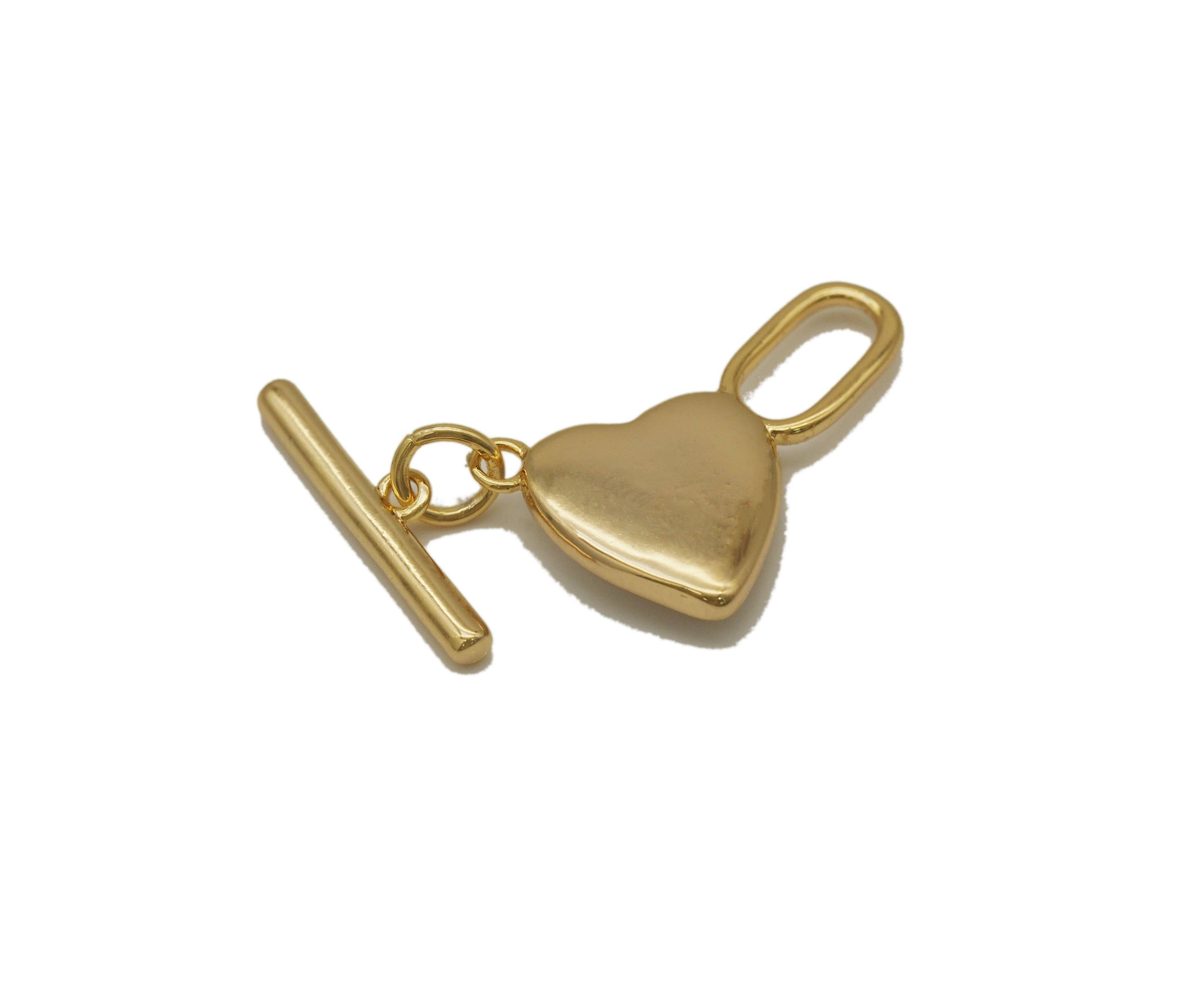 Gold Mother of Pearl Heart Toggle Clasps, Sku#ZX66