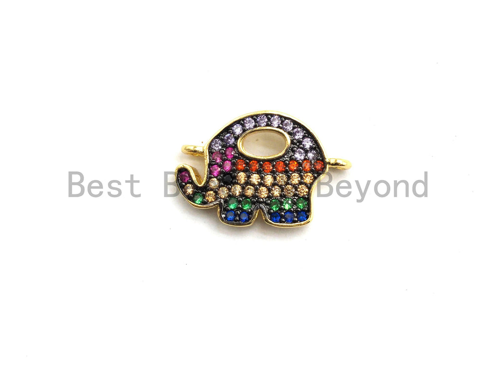 Rainbow CZ Micro Pave Elephant Connector for Bracelet/Necklace, Elephant Connector, 11x17mm,sku#E445