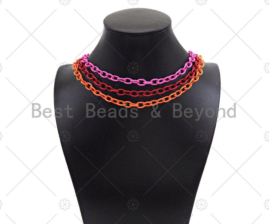 Enamel Metal Oval Link Chain by Yard, Enamel Pop Chain, Oval Link Enamel Metal Necklace Chain, Wholesale Enamel Chain,7x10mm, sku#M404