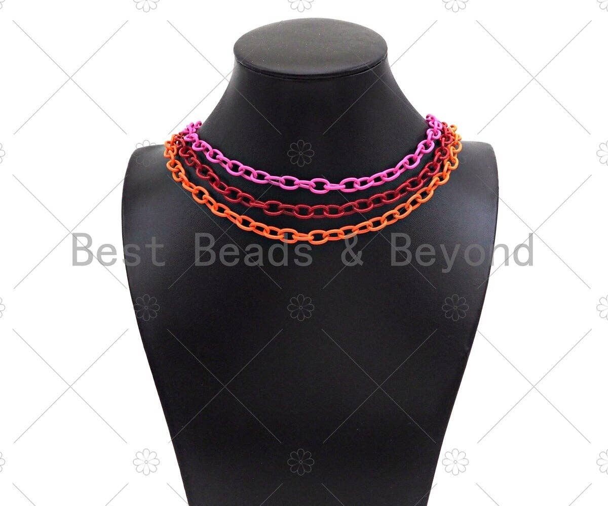 Enamel Metal Oval Link Chain by Yard, Enamel Pop Chain, Oval Link Enamel Metal Necklace Chain, Wholesale Enamel Chain,7x10mm, sku#M404