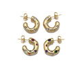 Rainbow Diamond CZ Thick Huggie Earrings, chunky earrings, Sku#LX189