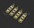 CZ Micro Pave Enamel Heart Evil Eye Hamsa Hand On Rectangle Shape Pendant,Cubic Zirconia Gold Charm,Necklace Bracelet Charm,7x22mm,Sku#Z1302