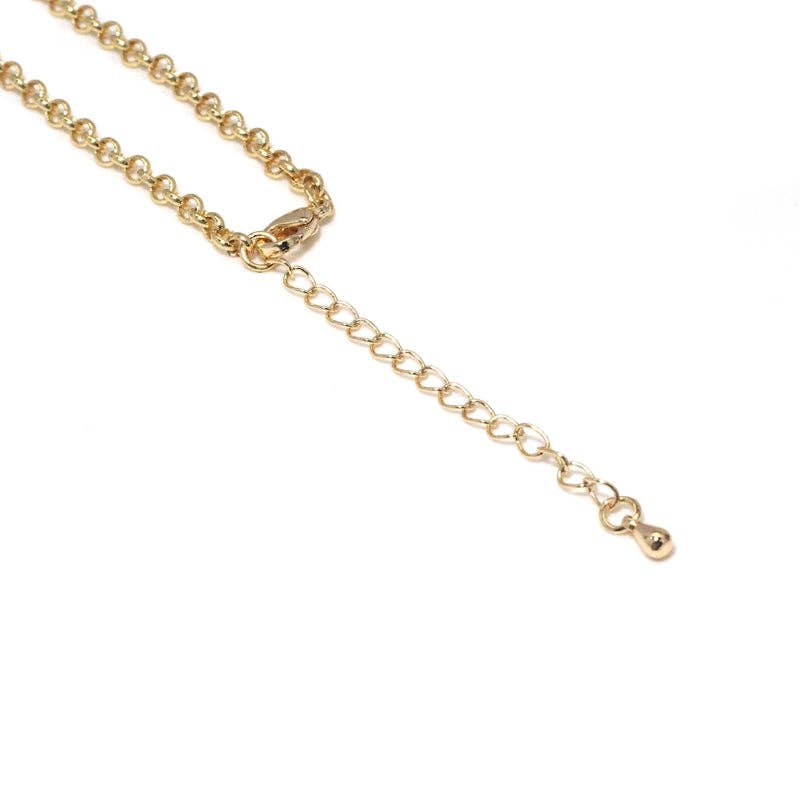 Gold Rolo Link Drop Coin Necklace, sku#EF295