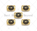 Large Hole Tube Spacer Beads, Drum Barrel with Black Circle Beads, Evil Eye Spacer Beads, Men Jewelry, 6x9mm,Sku#Y352