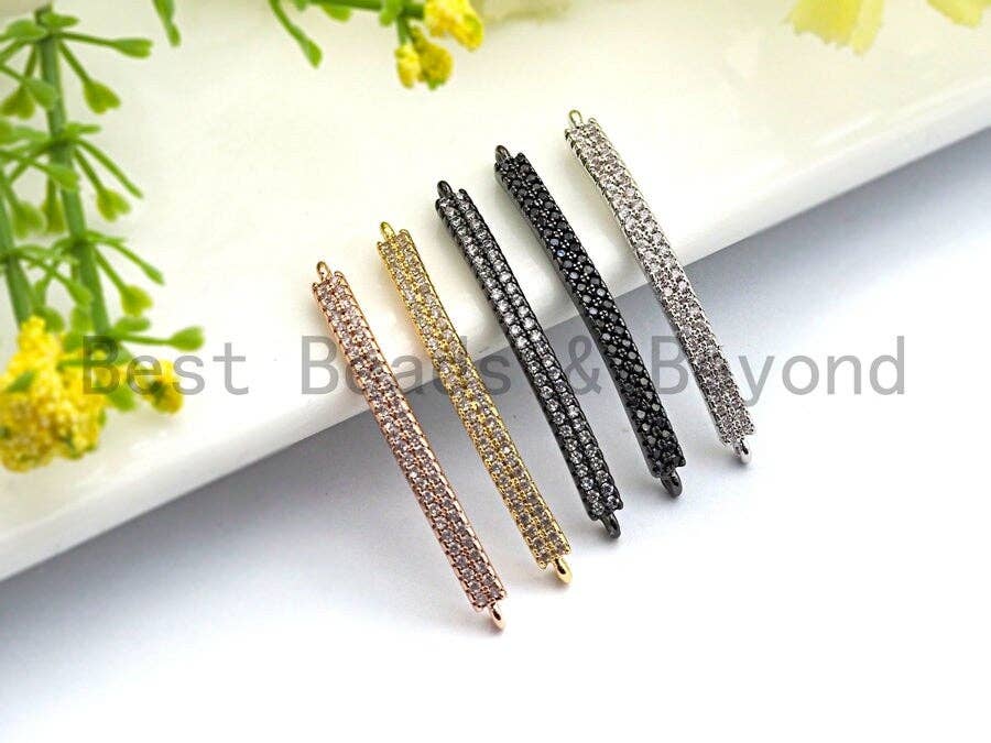 CZ Micro Pave 3x33mm Thin Bracelet Connector bar, CZ Pave Bar Connector for Bracelet Making, Cubic Zirconia Connector/Link,sku#E489C