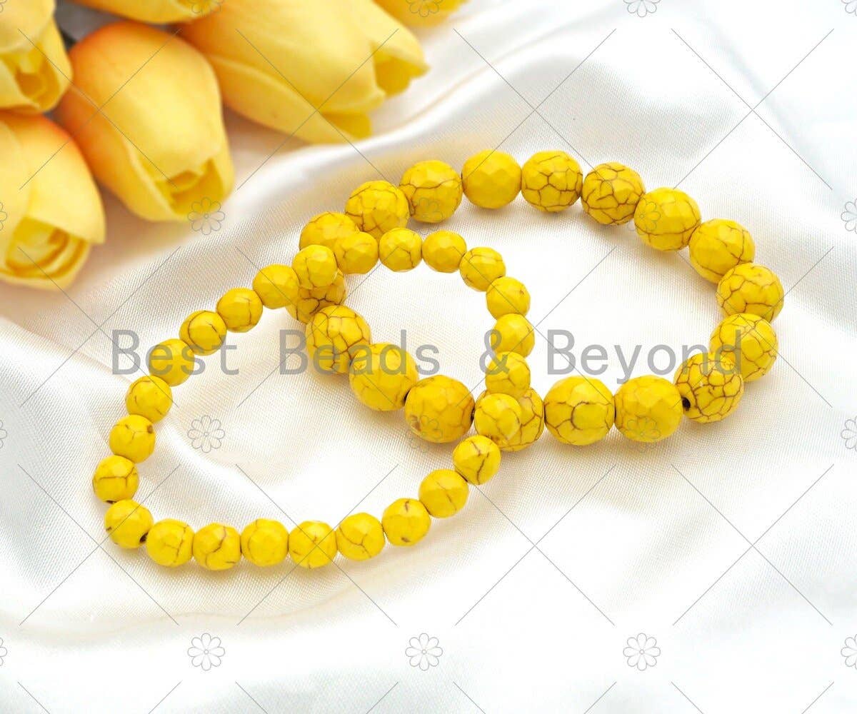 Natural Yellow Howlite Stretchy Bracelet,SKU#EF42