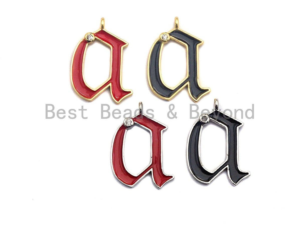 Enamel pave alphabet letter, Alphabet Charms, Initial Alphabet Letters, Custom Naming Pendants, Initial Letter a Pendant,17x23mm, sku# B121