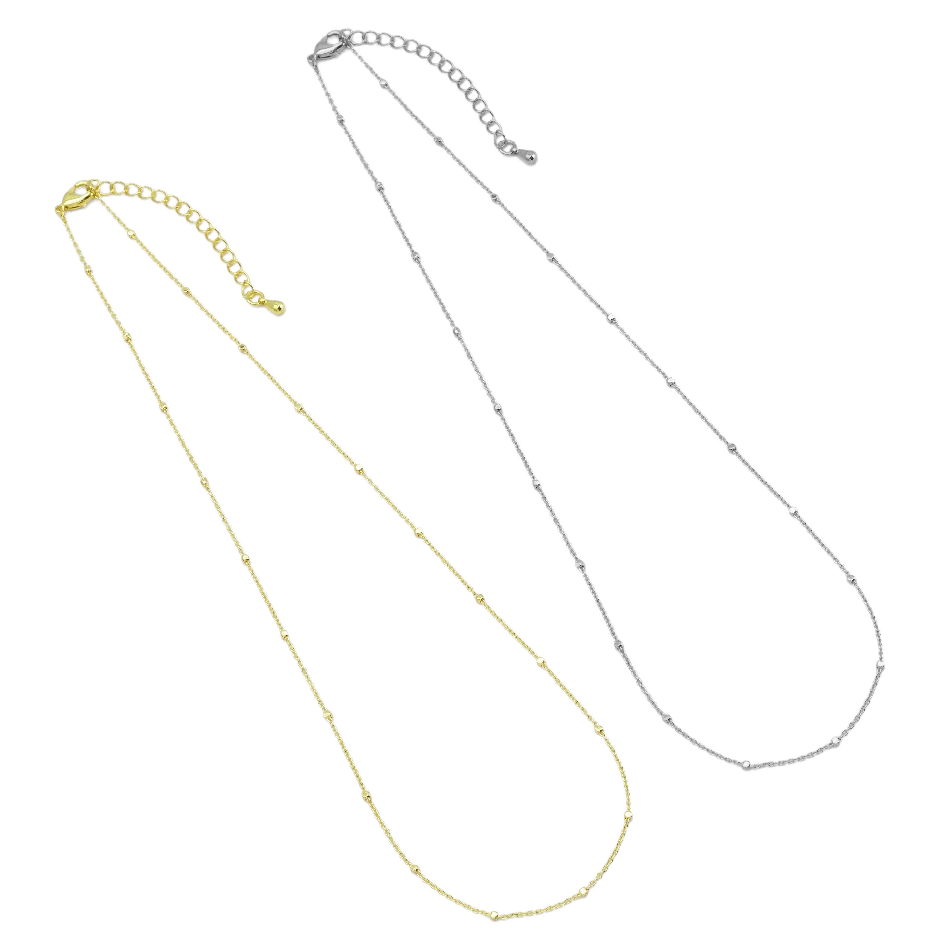 Gold Dainty Cube Chain Necklace, Sku#EF511