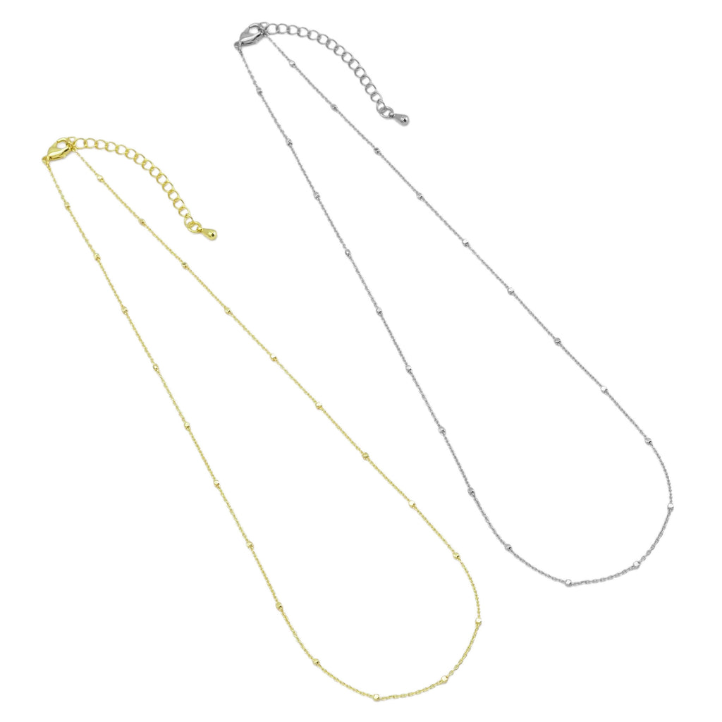 Gold Dainty Cube Chain Necklace, Sku#EF511