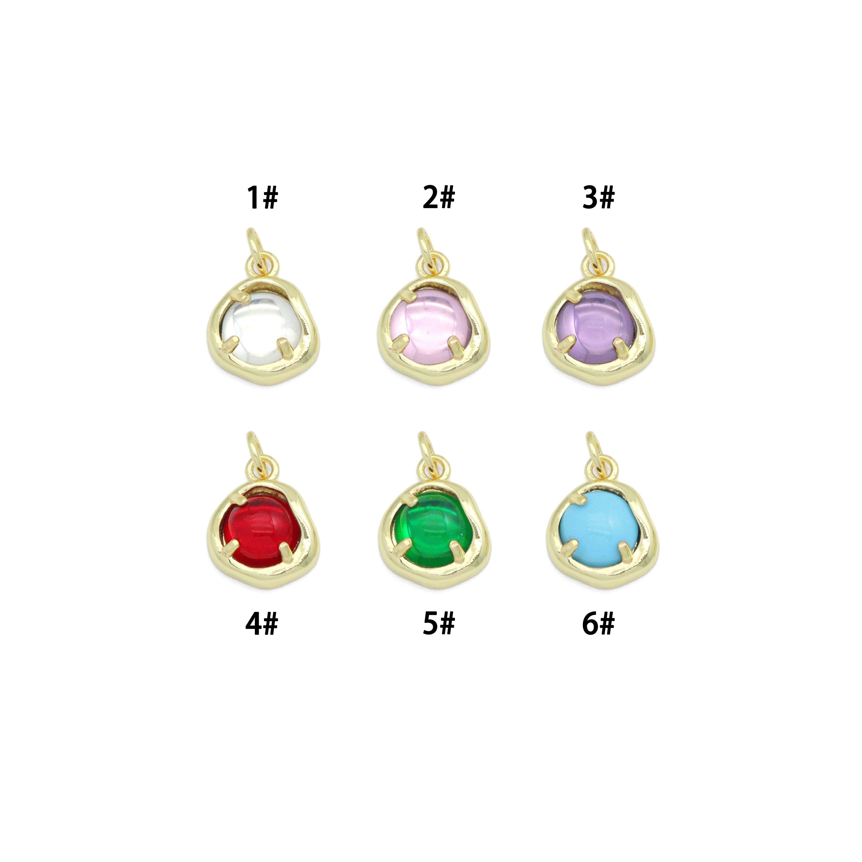 Various Color Stone Round Shape Charm Pendant,Sku#LD736