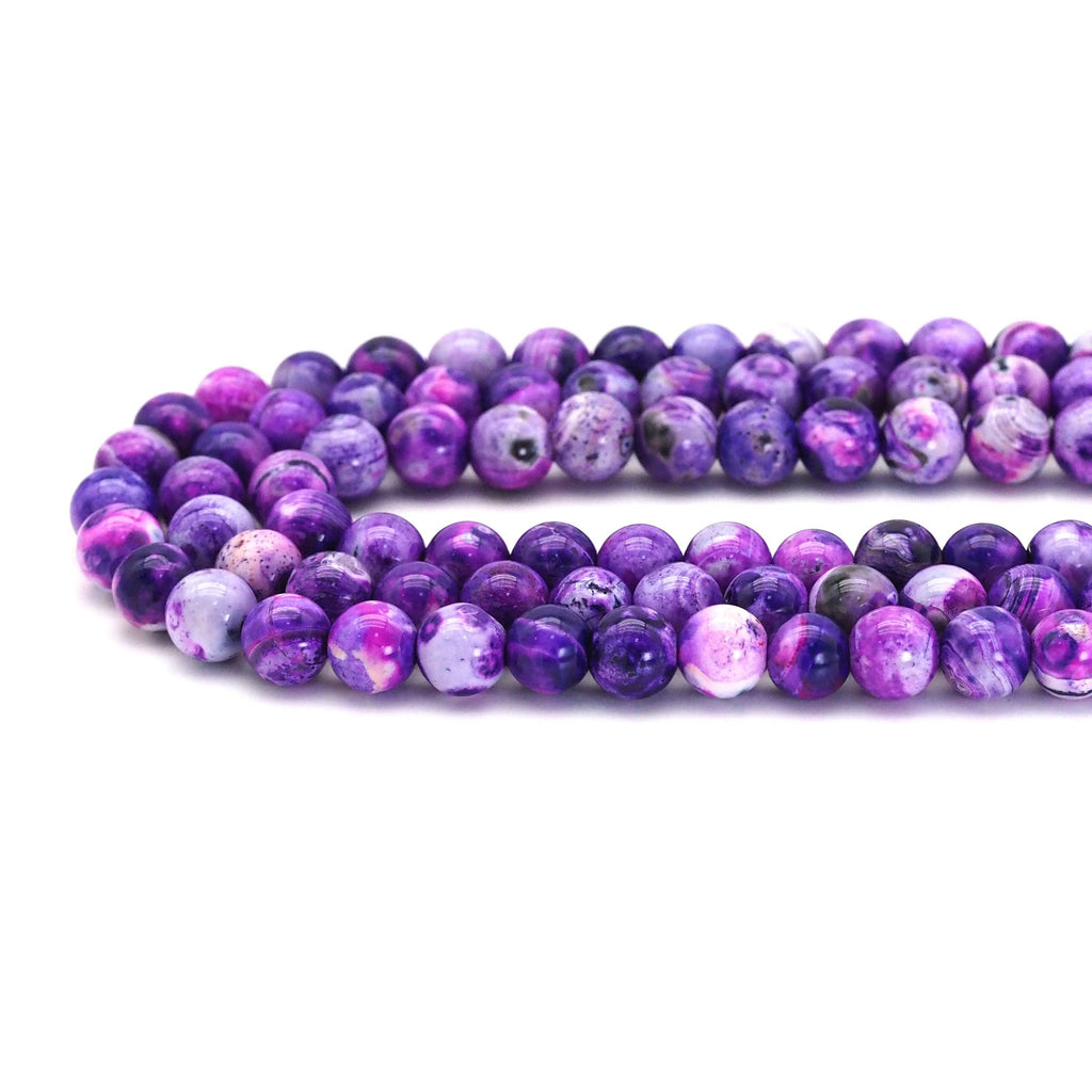 Purple Agate Round Smooth Beads, Sku#U1744