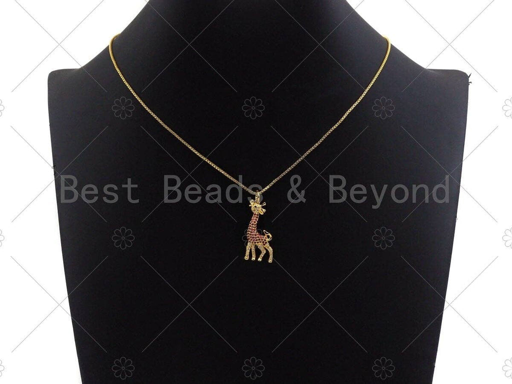 Fuchsia CZ Micro Pave Giraffe Charm for Necklace Bracelet, Deer Charm, Cubic Zirconia Animal Charms, 14x30mm,sku#Y301