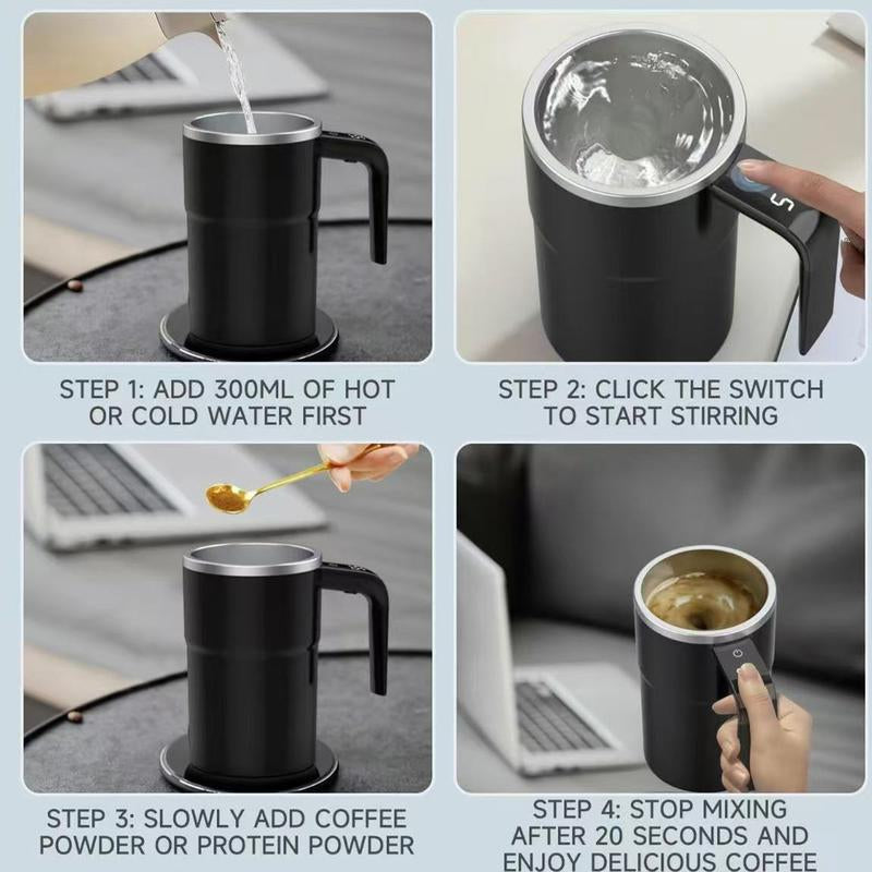 Portable Automatic Mixing Cup, USB Rechargeable Magnetic Mixing Cup, Multifunctional Coffee Mixing Cup, Self Stirring Mug for Home Kitchen