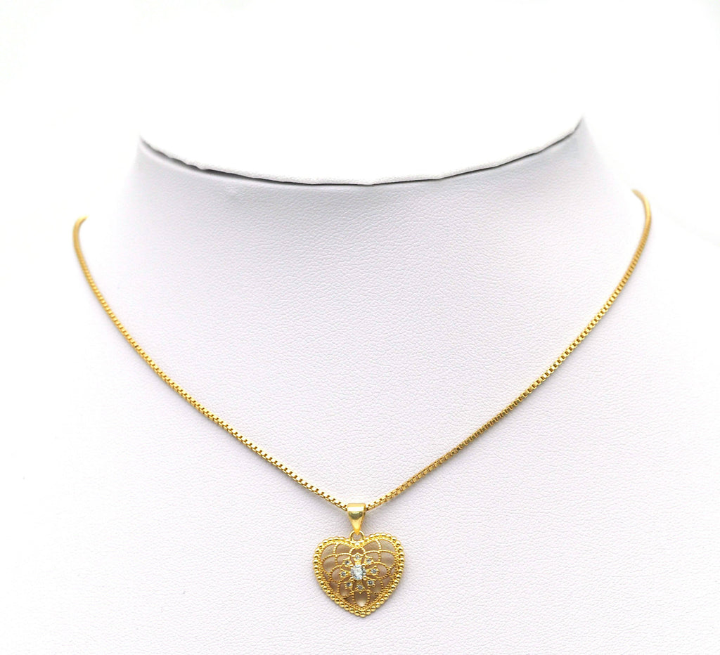 CZ Filigree Heart Charm, Sku#LK606
