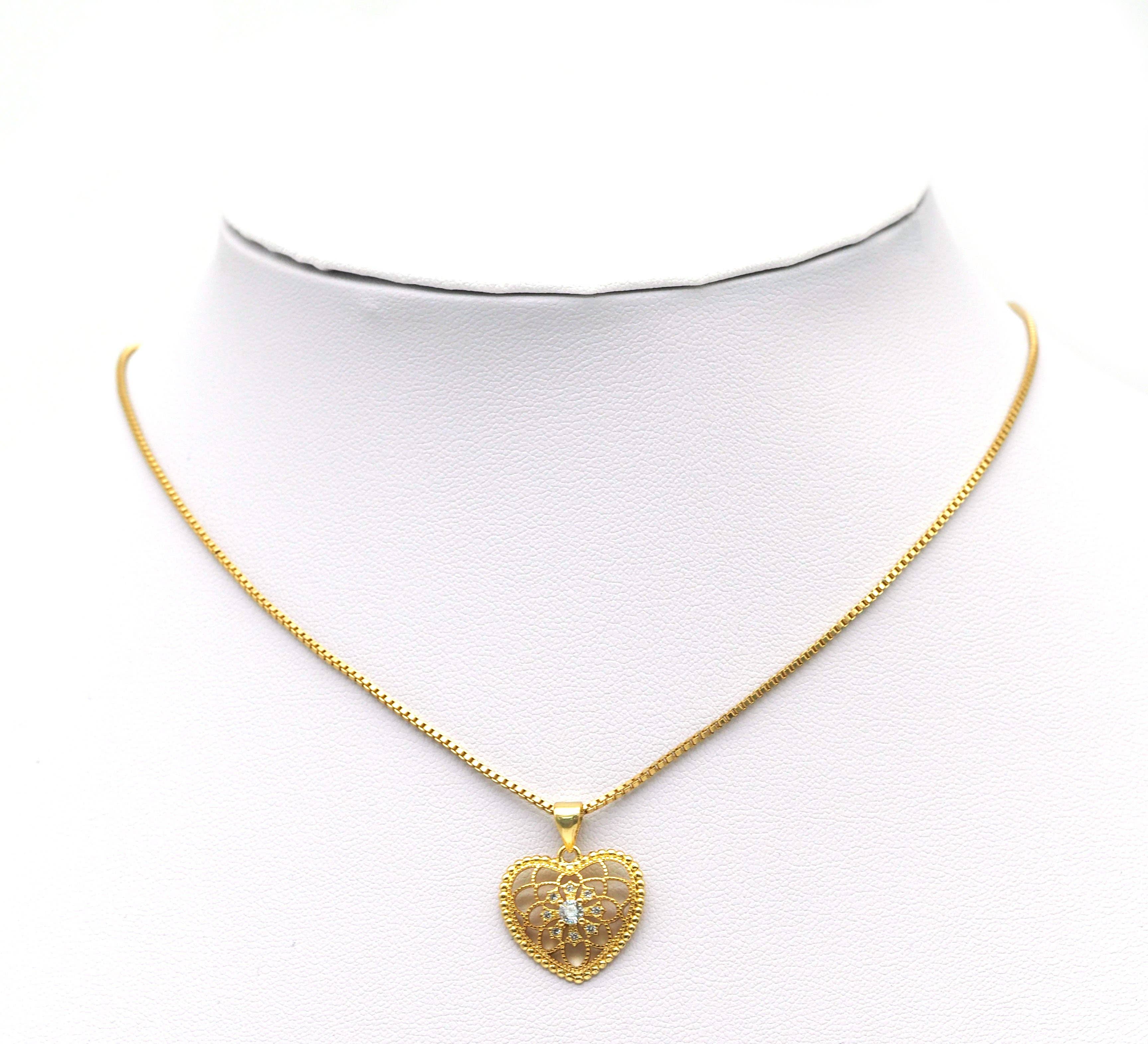 CZ Filigree Heart Charm, Sku#LK606