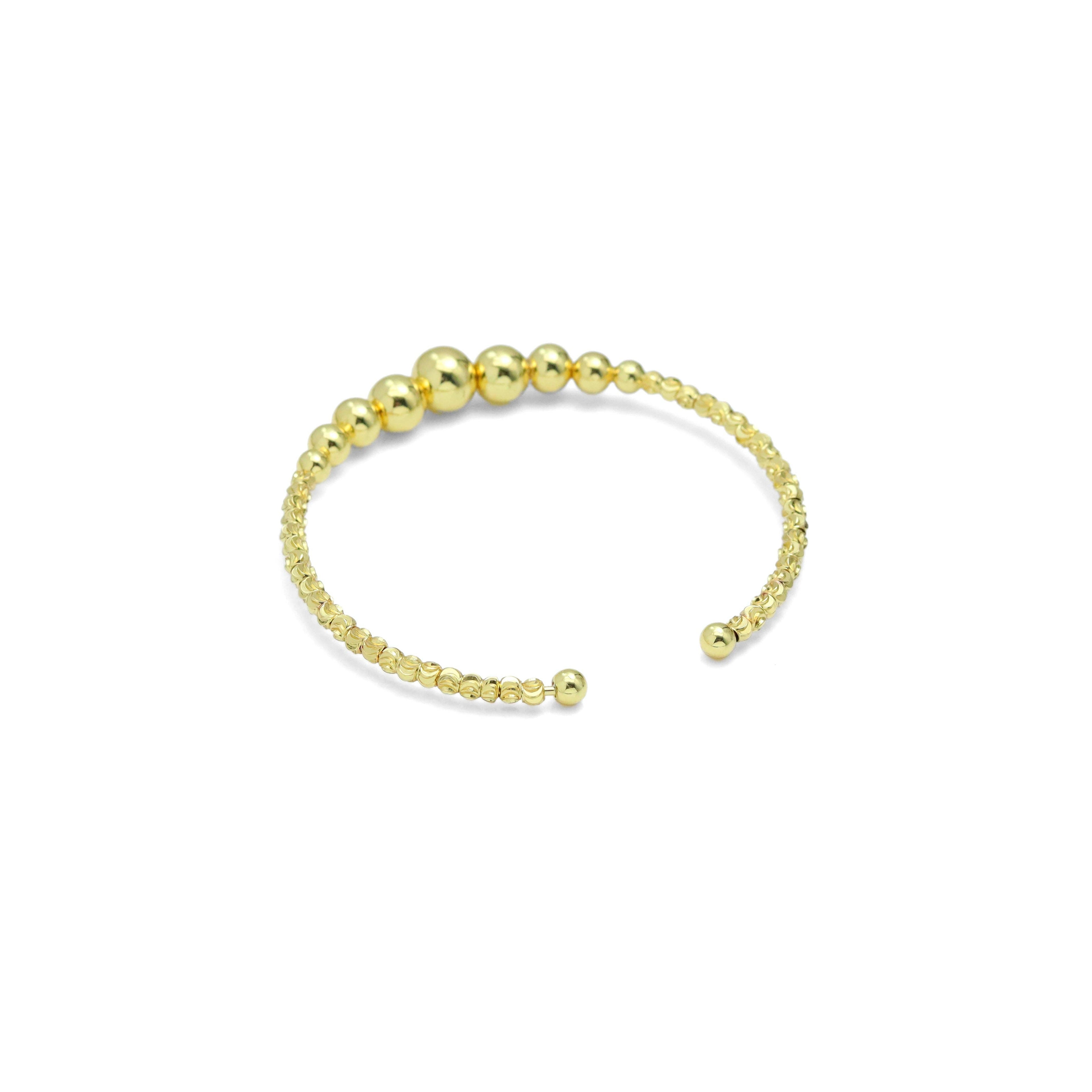 Gold Graduated Ball Beads Cuff Bracelet, Sku#A283