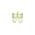 Baguette CZ Gold Bow  Shape Charm Pendant, Sku#LX747
