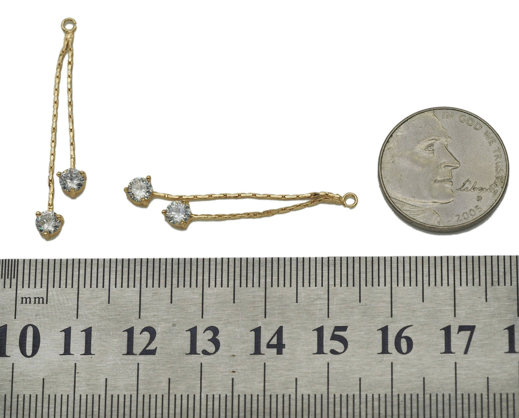 Gold Dangle Round CZ Charm, Sku#ZX83