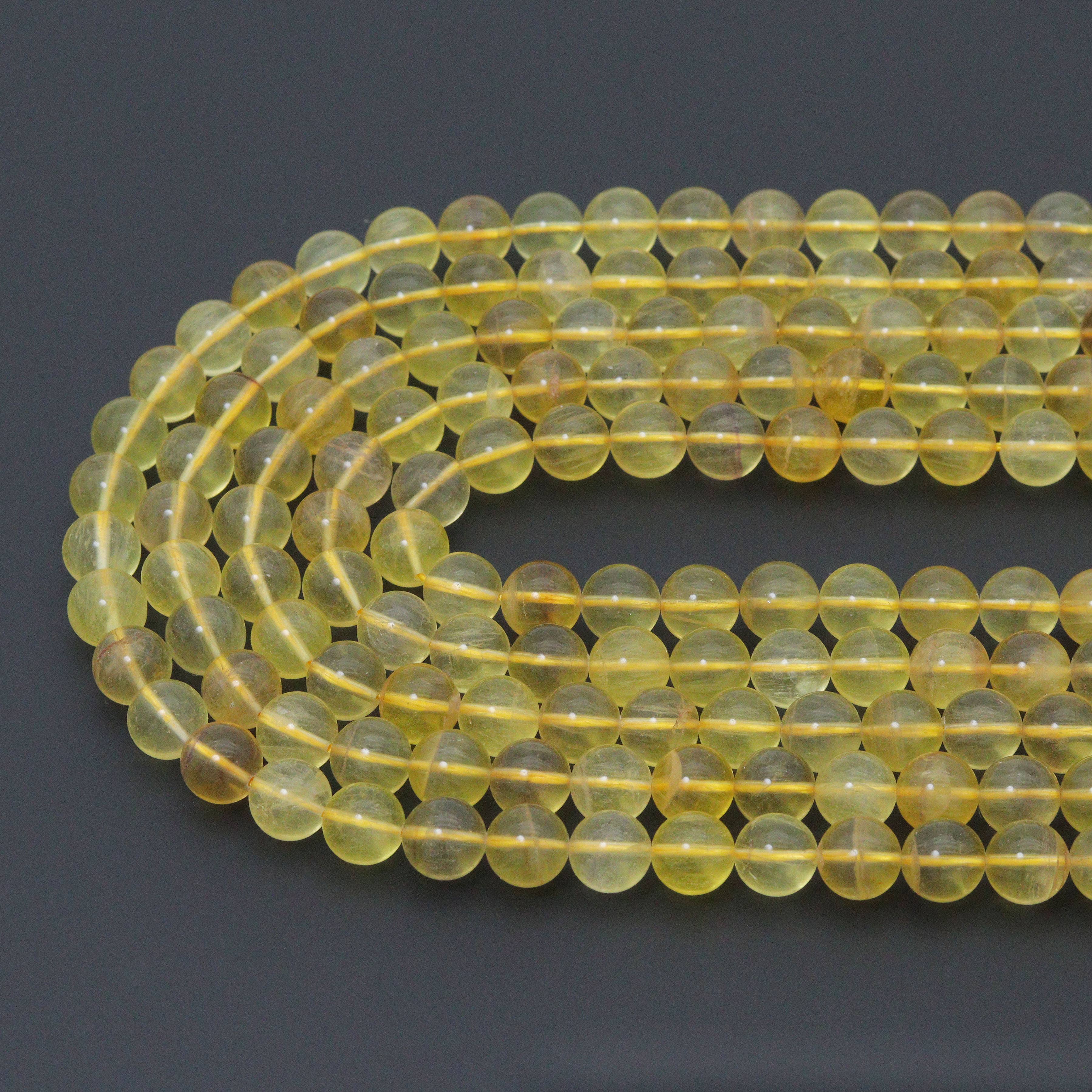Genuine High Quality Yellow Fluorite Round Smooth Beads, 8mm/10mm, Sku#U1599