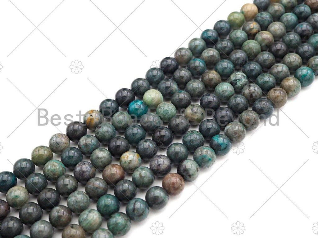 Natural Dark Green Jade Round Smooth Beads, 6mm/8mm/10mm Genuine Jade, 15.5'' Full Strand, Sku#U1066