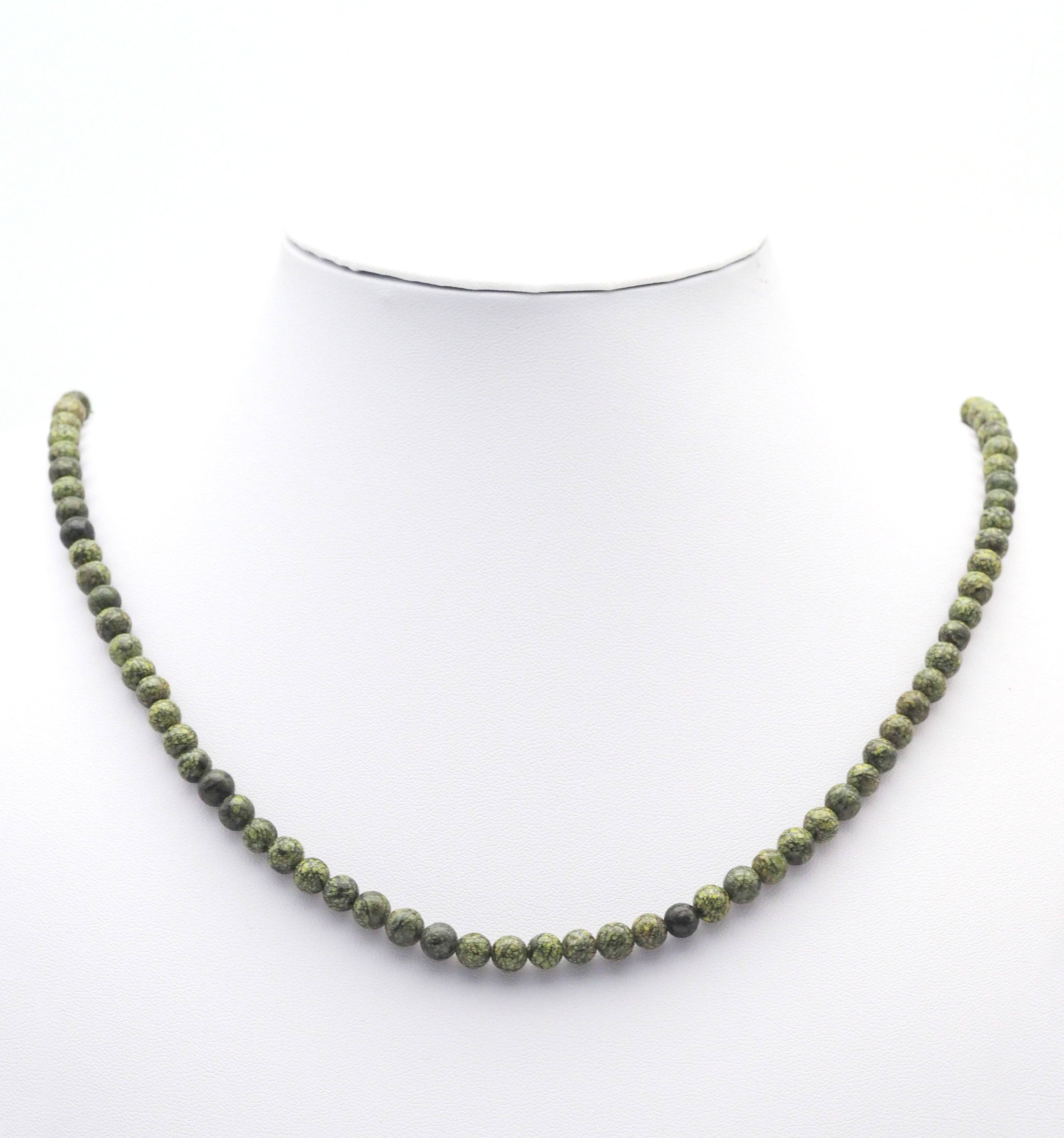 High Quality Genuine Green Snake Skin Jasper Round Smooth Beads, Sku#U1441