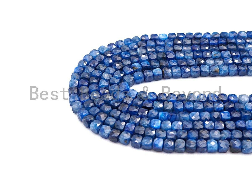 High Quality Natural kyanite Beads, 4mm Kyanite Faceted Cube Beads, 16" Full Strand , Sku#U813