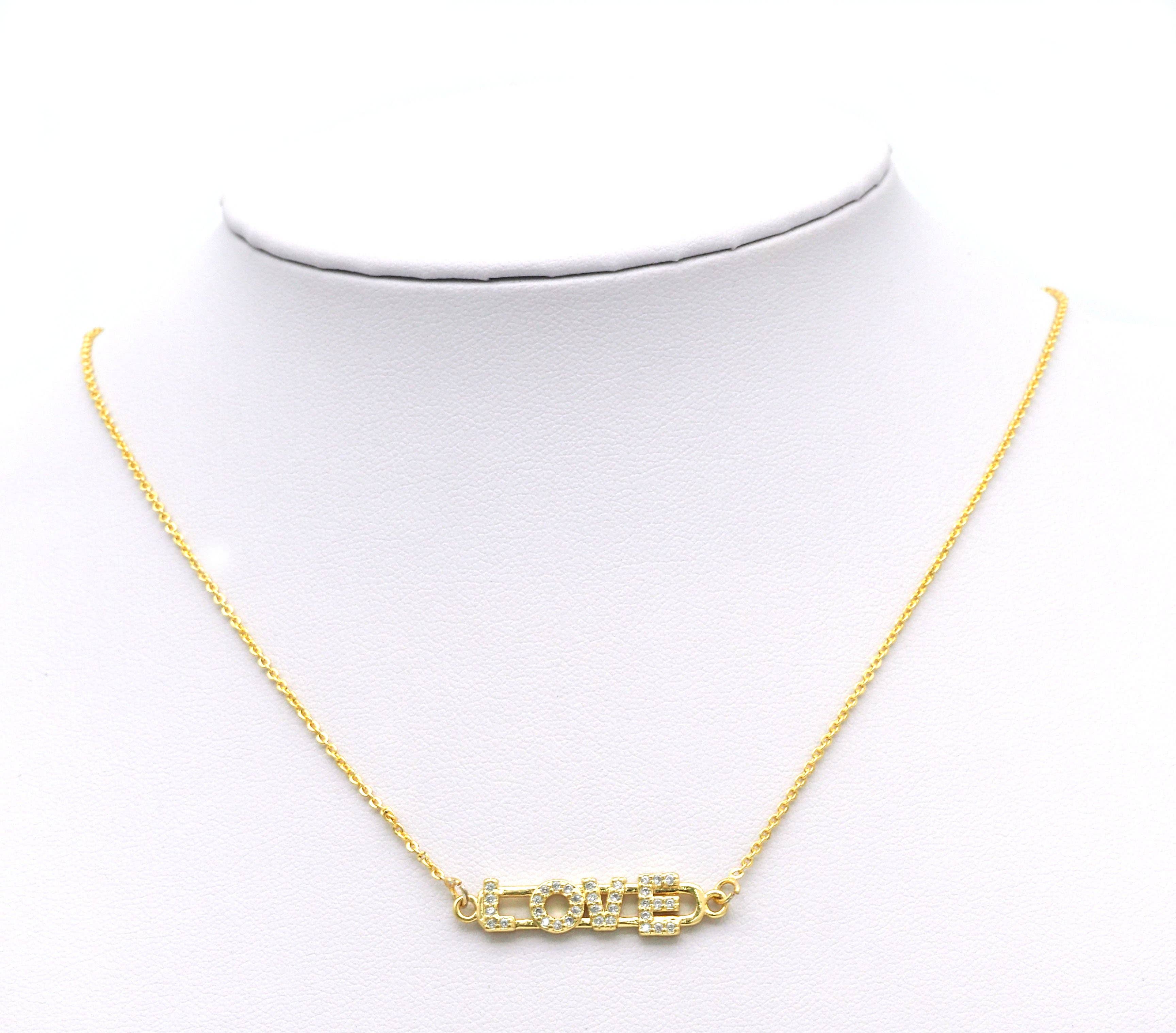 CZ Love Word On Oval Shape Pendant, Sku#LD205