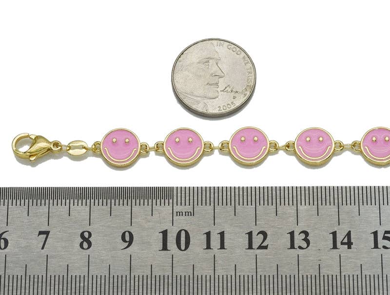 Enamel Cute Smiley Face Necklace, Sku#JL151