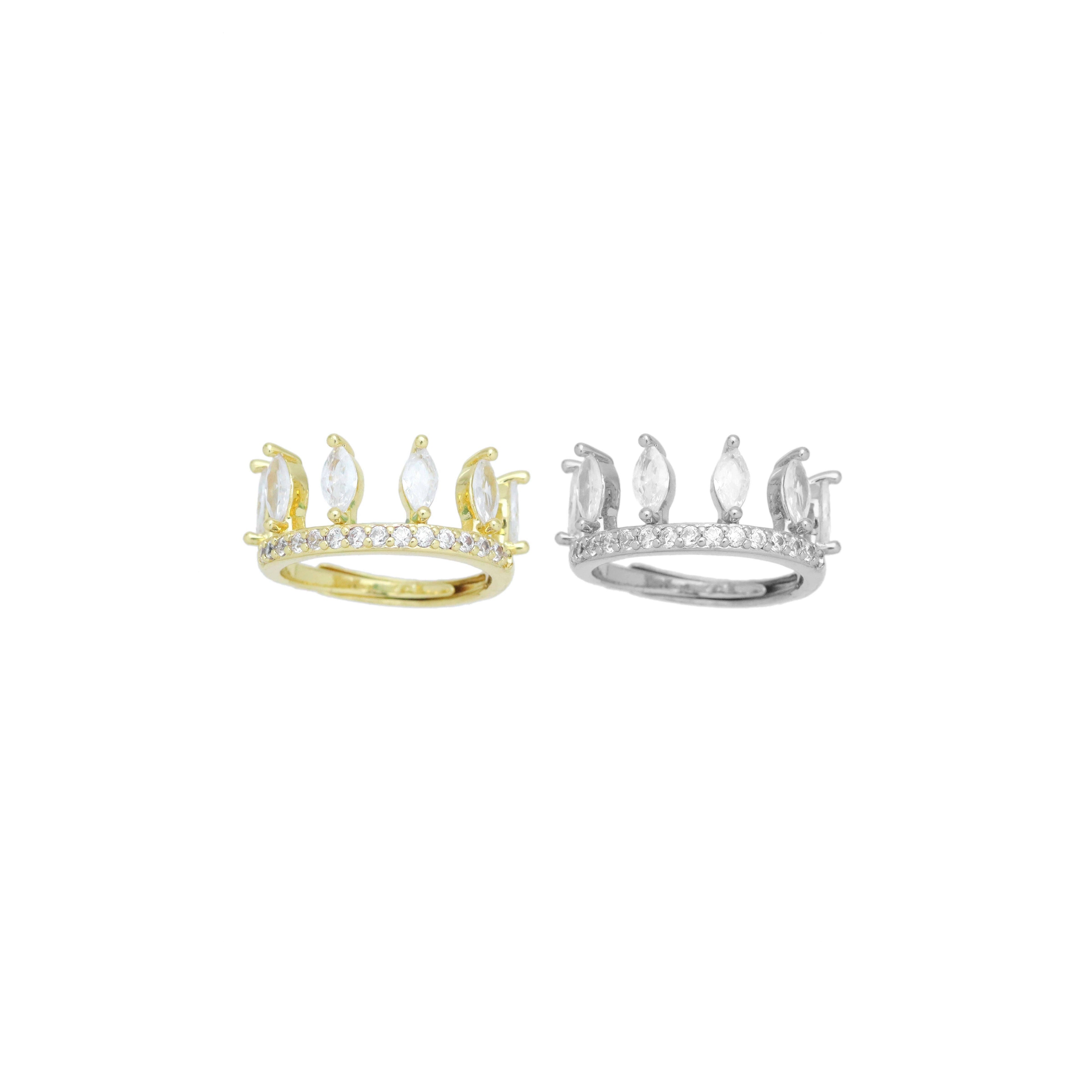 Eye Shape CZ Crown Adjustable Ring, Sku#A363
