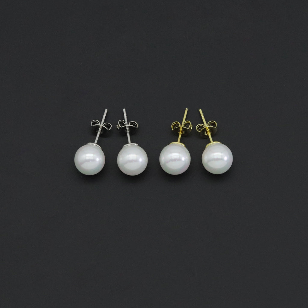 White Mother of Pearl Stud Earrings, Sku#EF529